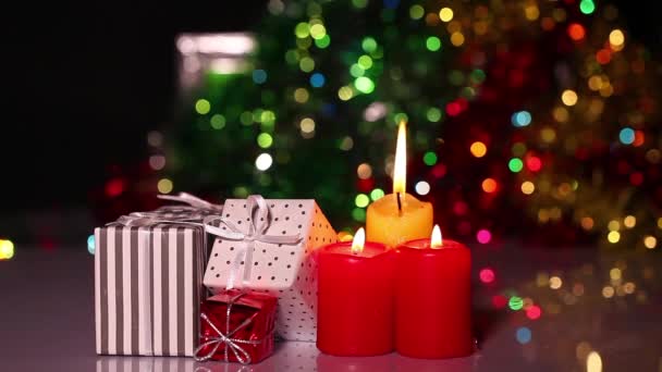 礼品盒和蜡烛 — 图库视频影像