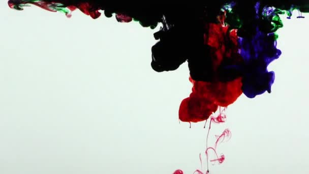 Colorful Paint Ink Drops Splash in Underwater in Water Pool — Stock Video