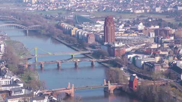 Frankfurt şehir ve Main Nehri zaman atlamalı — Stok video