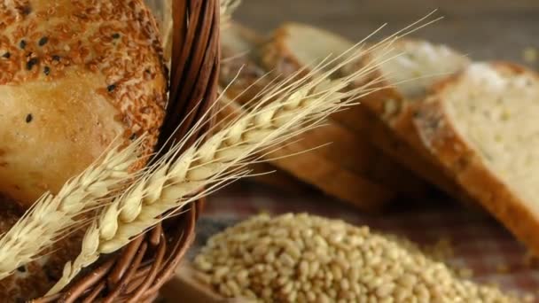 Pane Farina Grano Uova Concetto alimentare — Video Stock