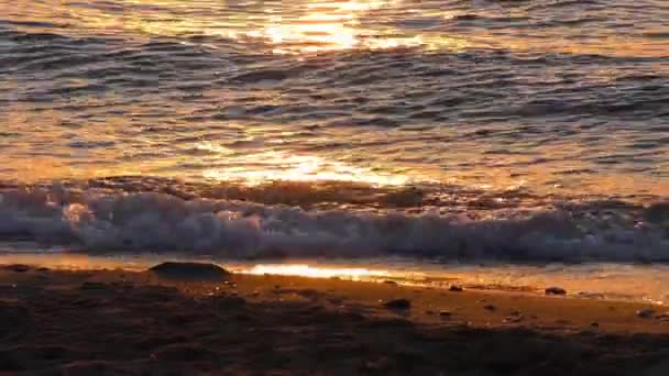 Solljus på Seaside vågor — Stockvideo