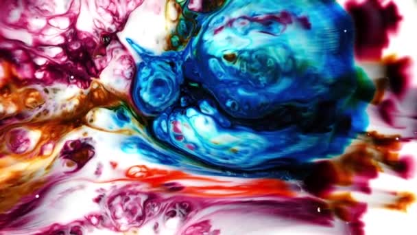 Abstract Colorful Paint Ink Liquid Explode Diffusion Psychedelic Blast Movement — Stock Video