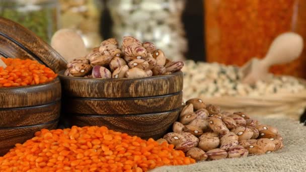 Legumes Alimentos Misturados Saudáveis e Naturais — Vídeo de Stock