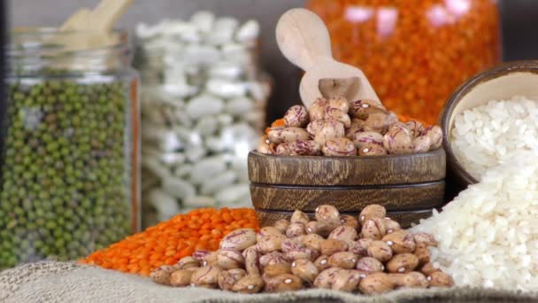 Legumes Alimentos Misturados Saudáveis e Naturais — Vídeo de Stock