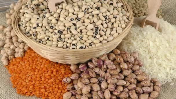 Legumes Alimentos Misturados Saudáveis e Naturais — Vídeo de Stock