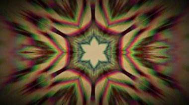 Bu soyut kaleydoskop videosu canlı renkler, simetrik desenler ve düz aynalı hareket içerir. Hipnotik ve görsel olarak çekici bir etki yaratır..