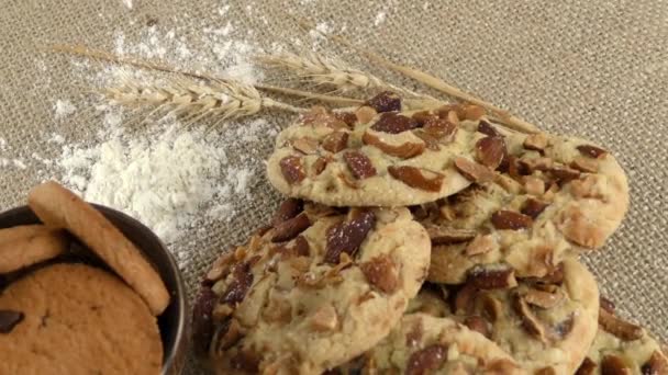 Biscuits aux pépites de chocolat au sucre Composition mixte Prêt à manger — Video