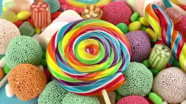 Bonbons Gelée sucrée Lolly et délicieux dessert au sucre — Video