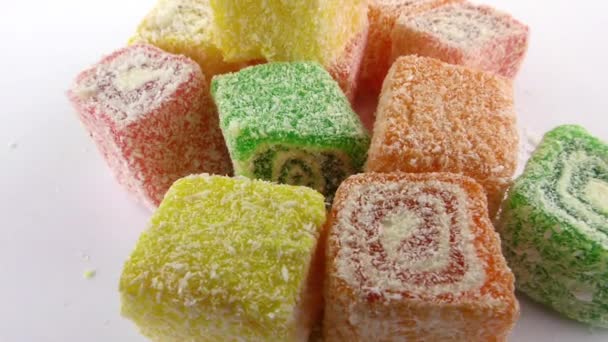 Bonbons Gelée sucrée Lolly et délicieux dessert au sucre — Video