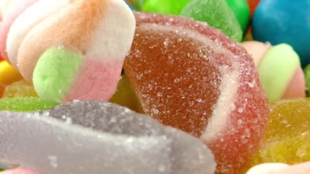 Bonbons Gelée sucrée Lolly et délicieux dessert au sucre — Video