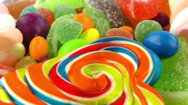 사탕 달콤 한 젤리와 맛있는 설탕 디저트 — 비디오