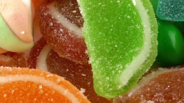 Godis Söt gelé Lolly och läcker sockerdessert — Stockvideo