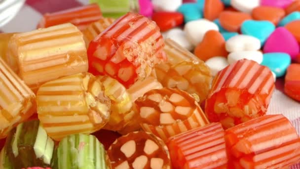 Süßigkeiten süße Gelee Lolly und köstliche Zucker-Dessert — Stockvideo