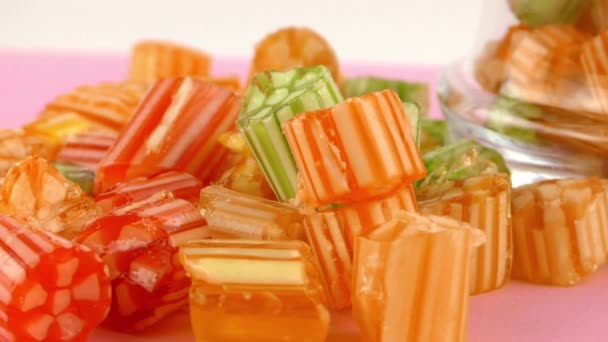 Bonbons Gelée sucrée Lolly et délicieux dessert au sucre — Video