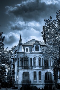 Scary Horror and Mystic Black and White House clipart