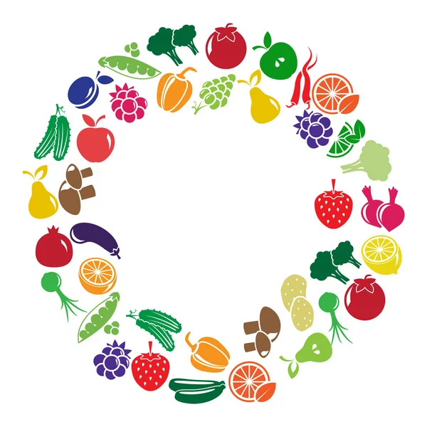 Marco vectorial hecho de frutas y verduras de colores — Vector de stock