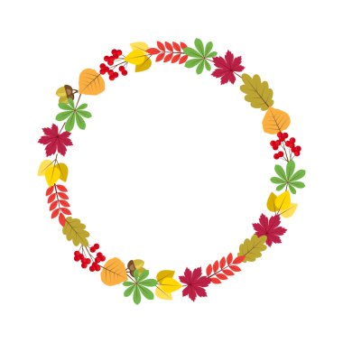 vektör çerçeve ile renkli sonbahar yaprakları