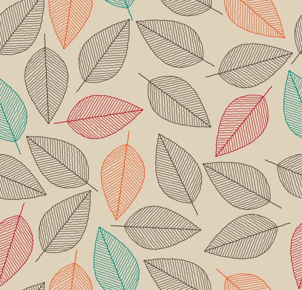 Vecteur fond sans couture avec des feuilles de couleur automne — Image vectorielle