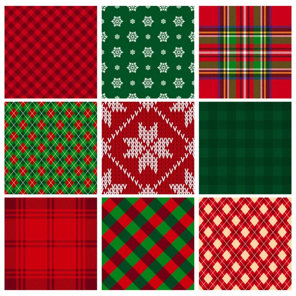 Collection of vector seamless christmas backgrounds — Stock Vector