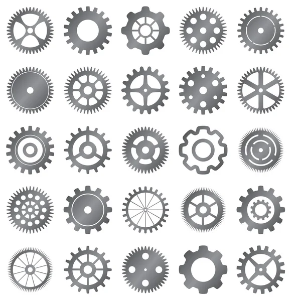 Vector set of gear wheels on white background — Stock Vector