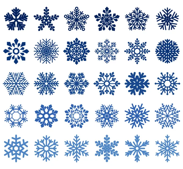 Ensemble de flocons de neige vectoriels — Image vectorielle