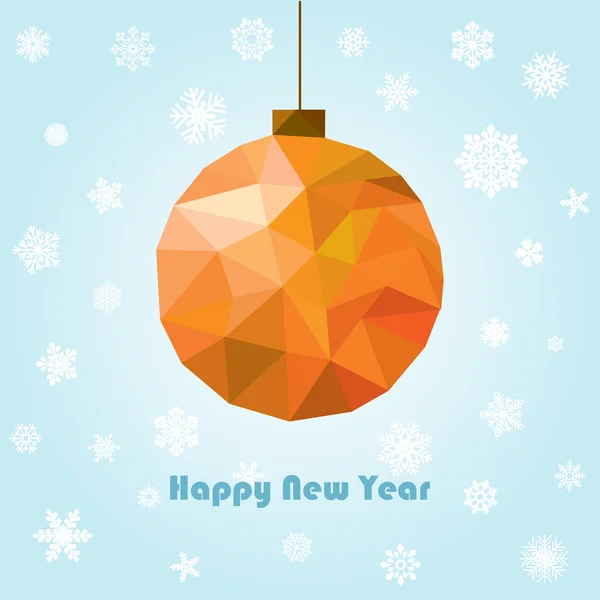 矢量新年和圣诞贺卡与多边形球 — 图库矢量图片