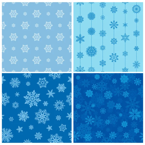 Vector collection of seamless backgrounds with snowflakes — Stock Vector