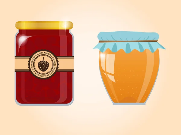 Vector set of jam and honey — Stock Vector