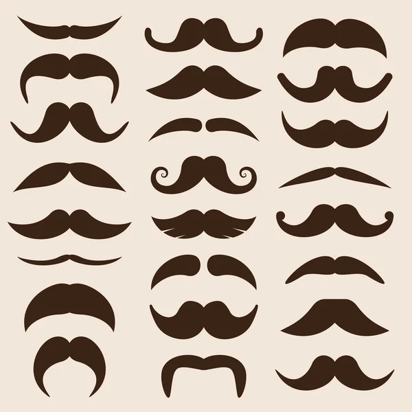 Set of vector moustaches in retro style — Stock Vector