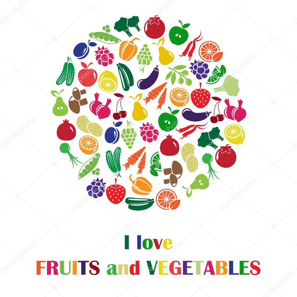 Vector illustration with fruits and vegetables