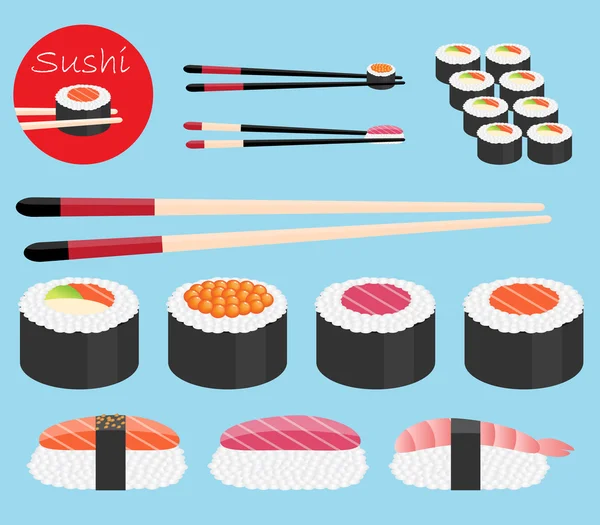Colección vectorial de sushi — Vector de stock