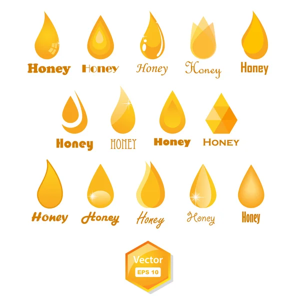 Vector collection of honey drop icons — Stock Vector