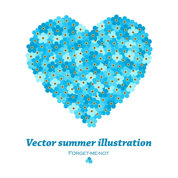 Vector heart made of forget-me-not flowers — Stockový vektor