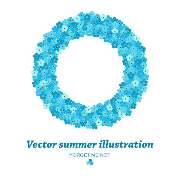 Vector round frame with forget-me-not flowers — Stock Vector