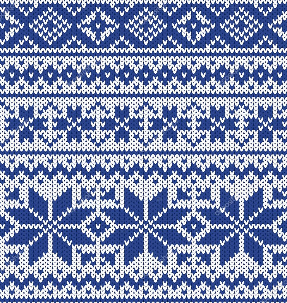 vector knitting seamless background with christmas ornament