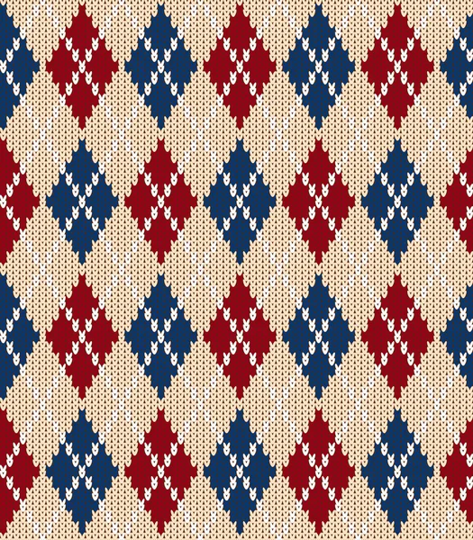 Vektor Stricknahtloser Hintergrund: geometrisches Argyle-Muster — Stockvektor