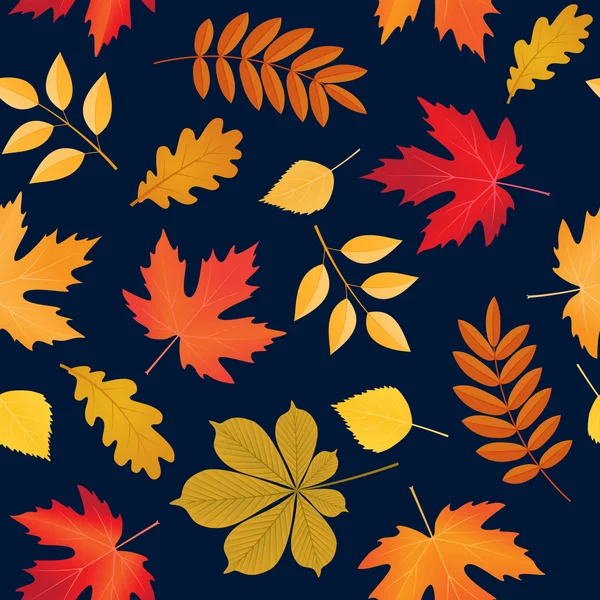 Vector seamless background with autumn colored leaves — Stock Vector