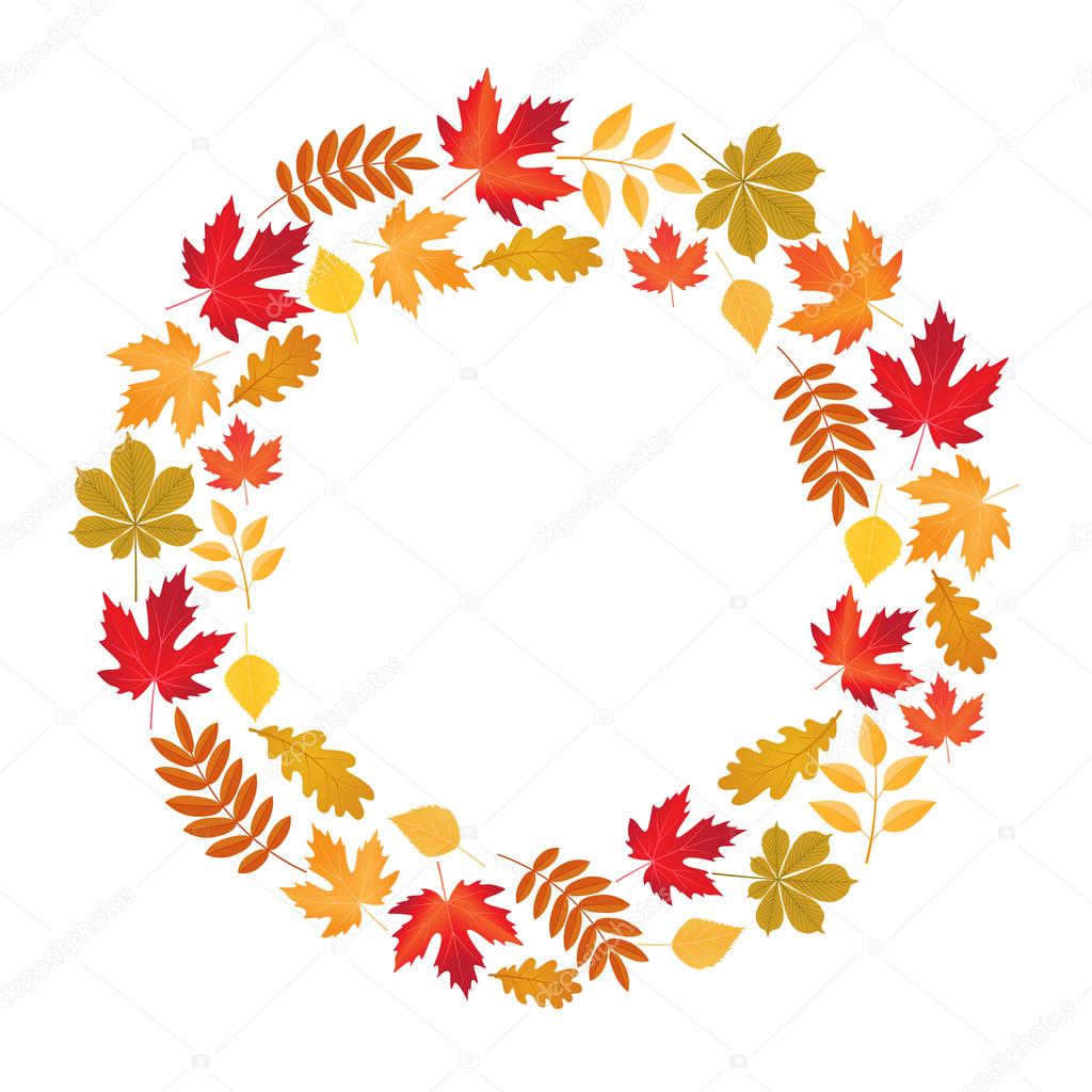 vector frame with colored autumn leaves