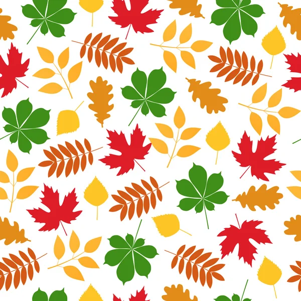 Vecteur fond sans couture avec des feuilles de couleur automne — Image vectorielle