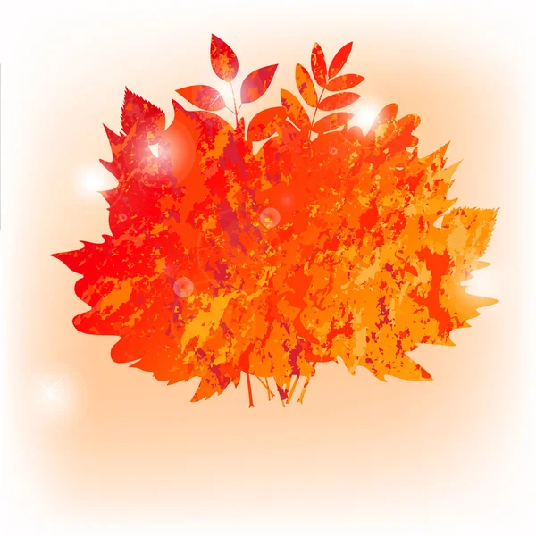 Vector autumn bouquet made of maple and other leaves in grunge style — Stock Vector