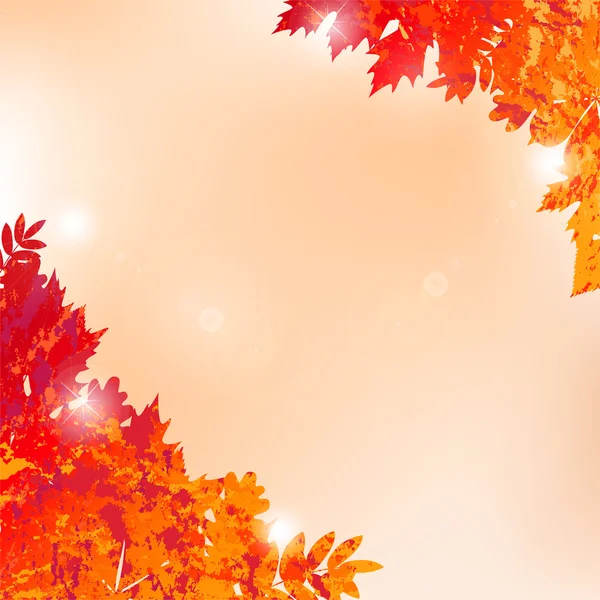 Illustration avec feuilles d'automne vectorielles en style grunge — Image vectorielle