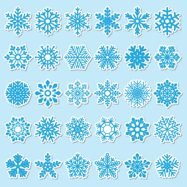 Conjunto de copos de nieve Vector — Vector de stock