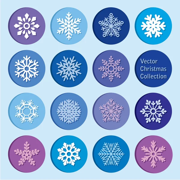 Vector collection of christmas and new year snowflakes icons — Stock Vector