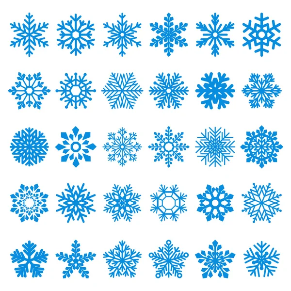 Ensemble de flocons de neige vectoriels — Image vectorielle