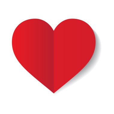 beyaz zemin üzerine kırmızı kağıt kalp vektör
