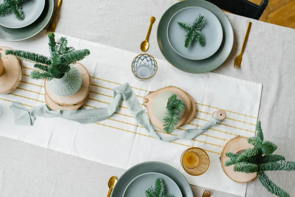 Hermoso Ajuste Mesa Para Cena Navidad — Foto de Stock