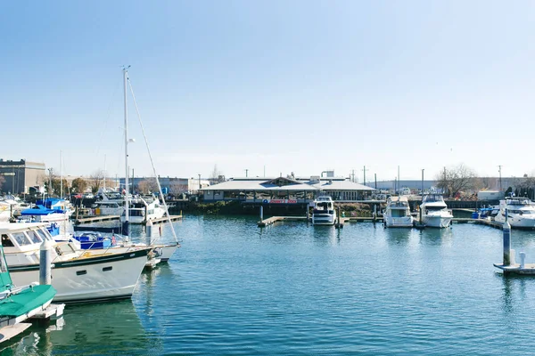 Tacoma Washington Marzo 2021 Barcos Puget Sonido Claro Día Soleado — Foto de Stock