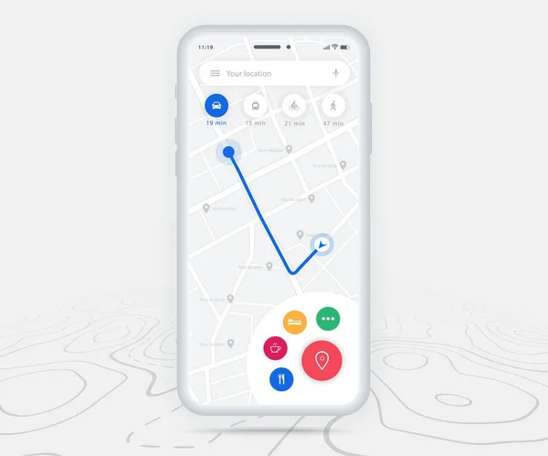 Map Gps Navigation App Conception Mobile Map Application Smartphone App — 스톡 벡터