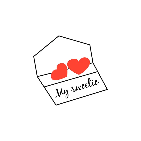 Enveloppe Avec Des Valentines Inscription Mon Chéri Ouvert Illustration Vectorielle — Image vectorielle