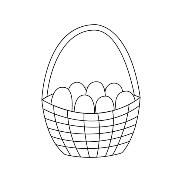 Basket Easter Eggs Traditional Food Symbol Orthodox Catholic Holidays Happy — Stock Vector